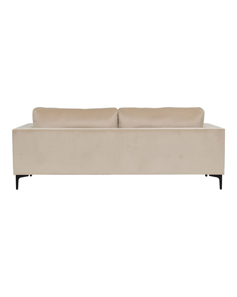 Bolero 3er Sofa mit breiten Armlehnen in Beige, Gestell Schwarz, Polyester-Samt, Ansicht 2
