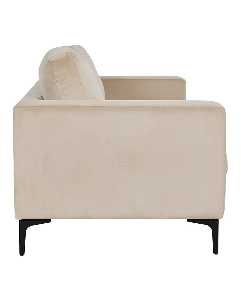 Bolero 3er Sofa mit breiten Armlehnen in Beige, Gestell Schwarz, Polyester-Samt, Ansicht 4