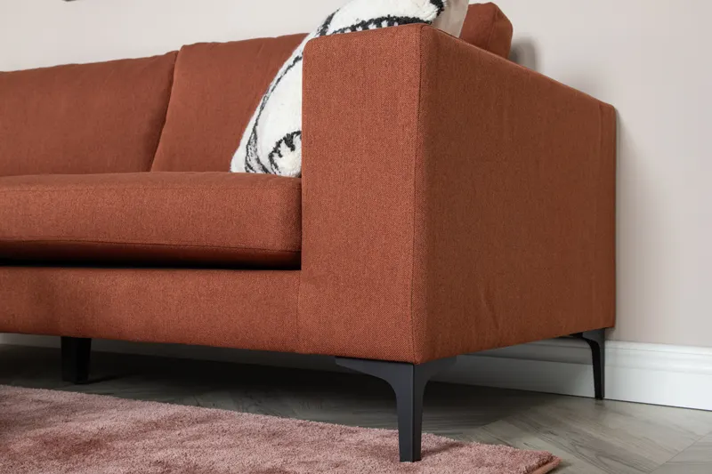 Bolero 3er Sofa mit breiten Armlehnen in Rot, Gestell Schwarz, Polyester, im Wohnraum, Ansicht 5