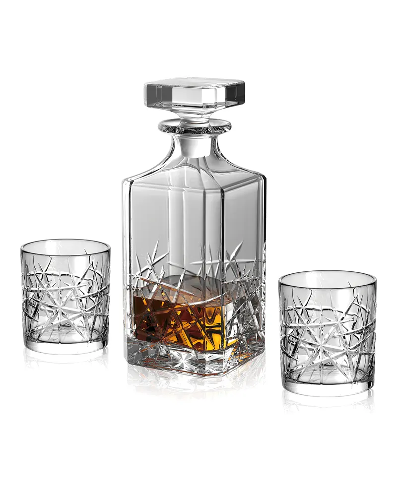 Bond Whisky-Set Tense aus strukturiertem Glas, 3-teilig