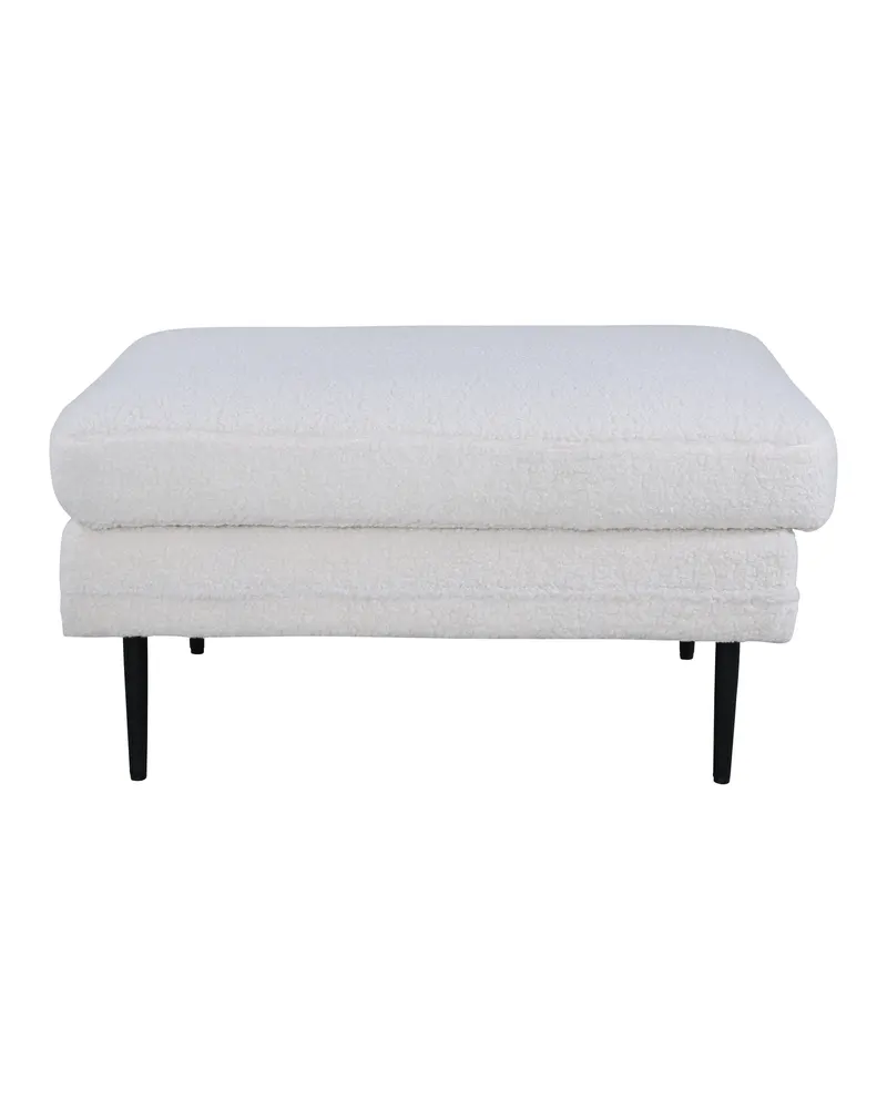 Boom eckiger Fußhocker mit Sitzkissen in Weiß, Gestell Schwarz, Polyester-Teddystoff, Ansicht 1