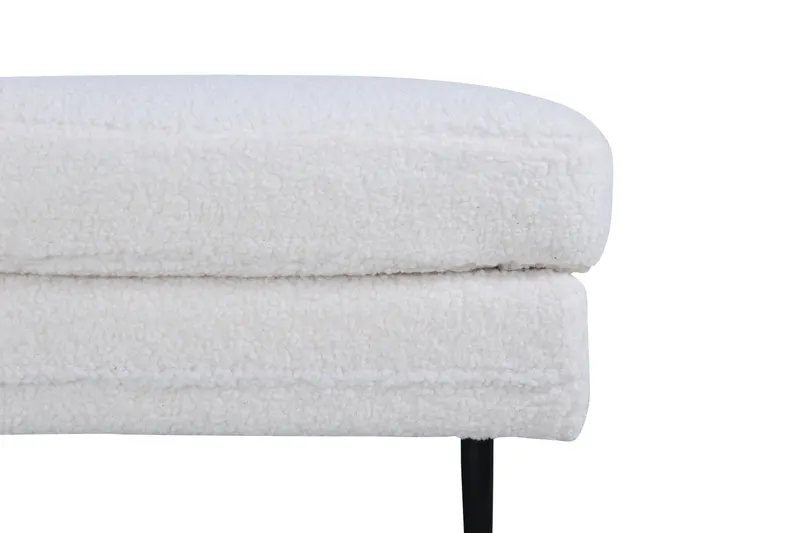 Boom eckiger Fußhocker mit Sitzkissen in Weiß, Gestell Schwarz, Polyester-Teddystoff, Ansicht 5