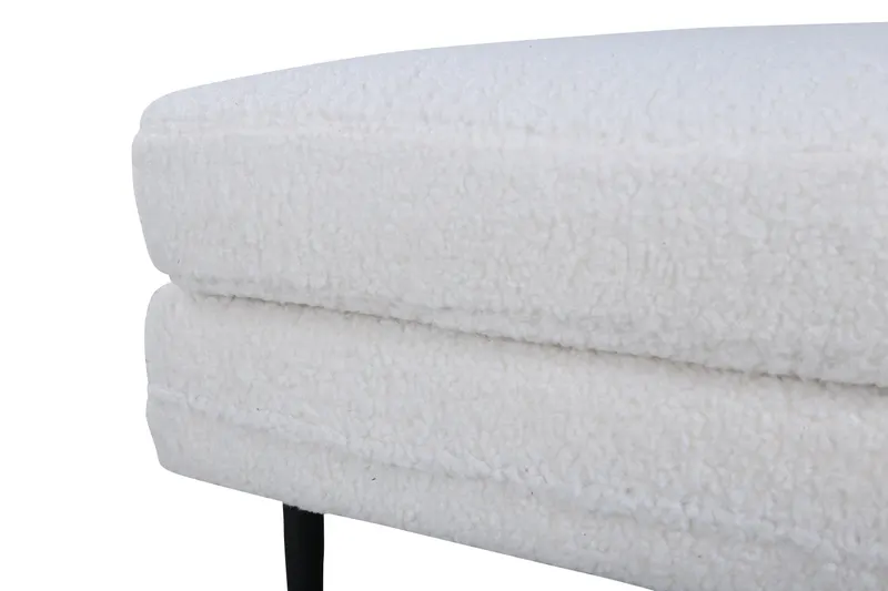 Boom eckiger Fußhocker mit Sitzkissen in Weiß, Gestell Schwarz, Polyester-Teddystoff, Ansicht 6