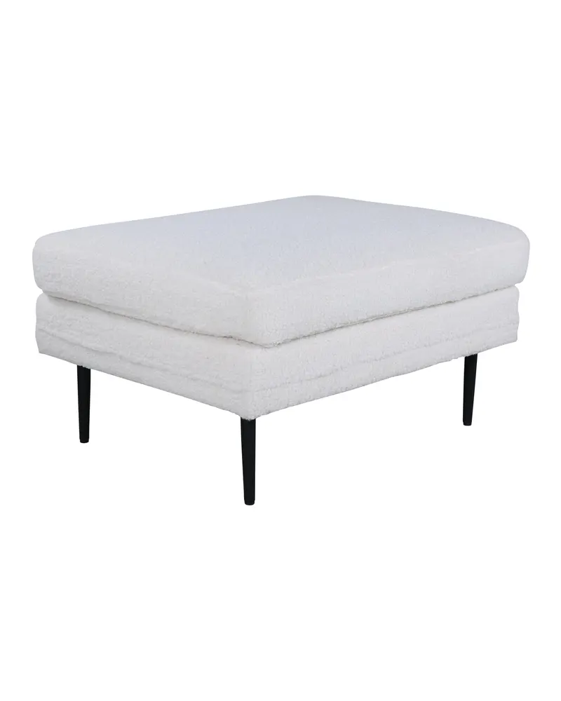 Boom eckiger Fußhocker mit Sitzkissen in Weiß, Gestell Schwarz, Polyester-Teddystoff, Ansicht 2