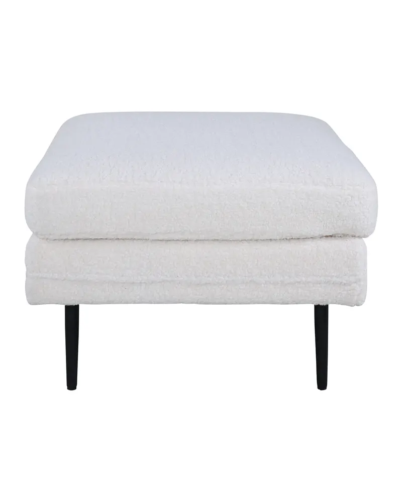Boom eckiger Fußhocker mit Sitzkissen in Weiß, Gestell Schwarz, Polyester-Teddystoff, Ansicht 3