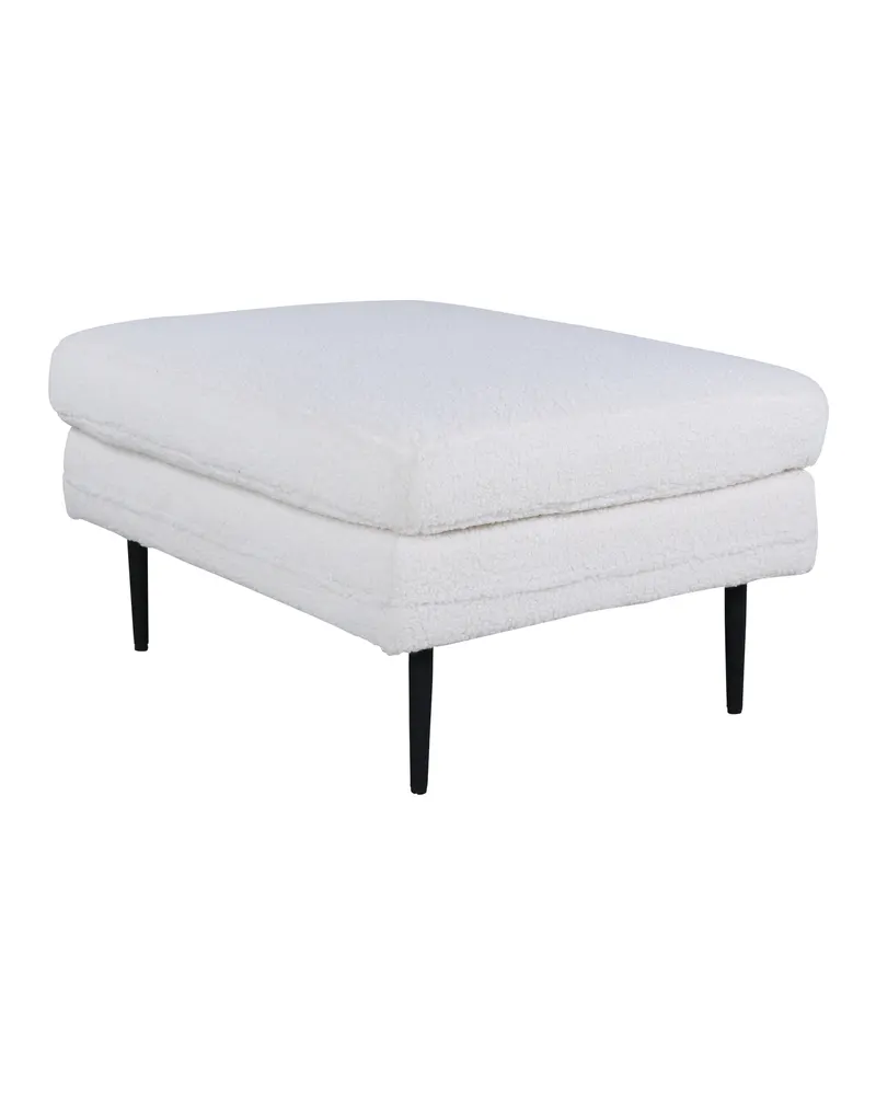 Boom eckiger Fußhocker mit Sitzkissen in Weiß, Gestell Schwarz, Polyester-Teddystoff, Ansicht 4
