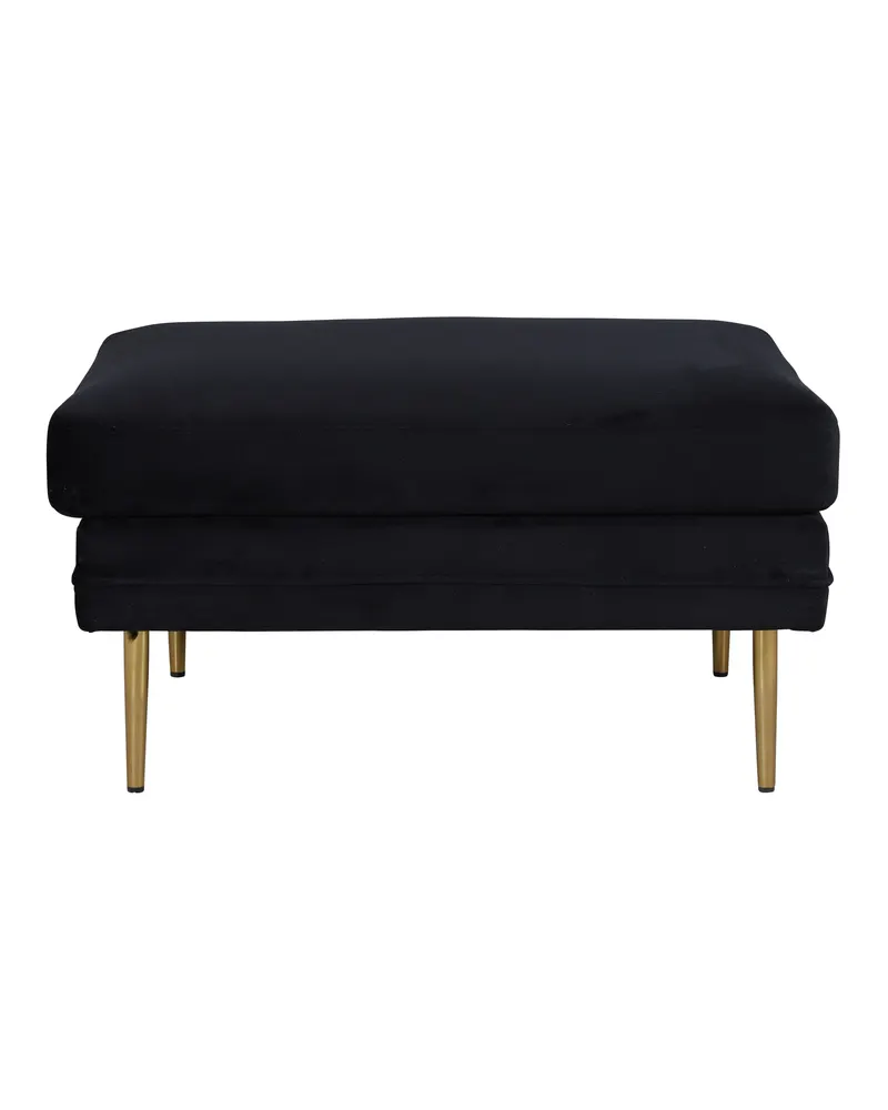 Boom eckiger Fußhocker mit Sitzkissen in Schwarz, Gestell Gold, Polyester-Samt, Ansicht 1