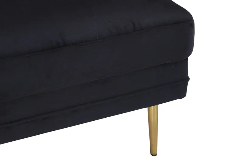 Boom eckiger Fußhocker mit Sitzkissen in Schwarz, Gestell Gold, Polyester-Samt, Ansicht 4