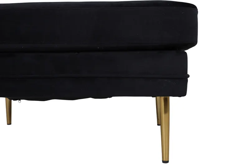 Boom eckiger Fußhocker mit Sitzkissen in Schwarz, Gestell Gold, Polyester-Samt, Ansicht 5
