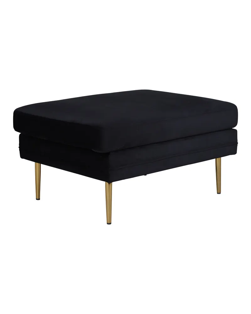 Boom eckiger Fußhocker mit Sitzkissen in Schwarz, Gestell Gold, Polyester-Samt, Ansicht 2