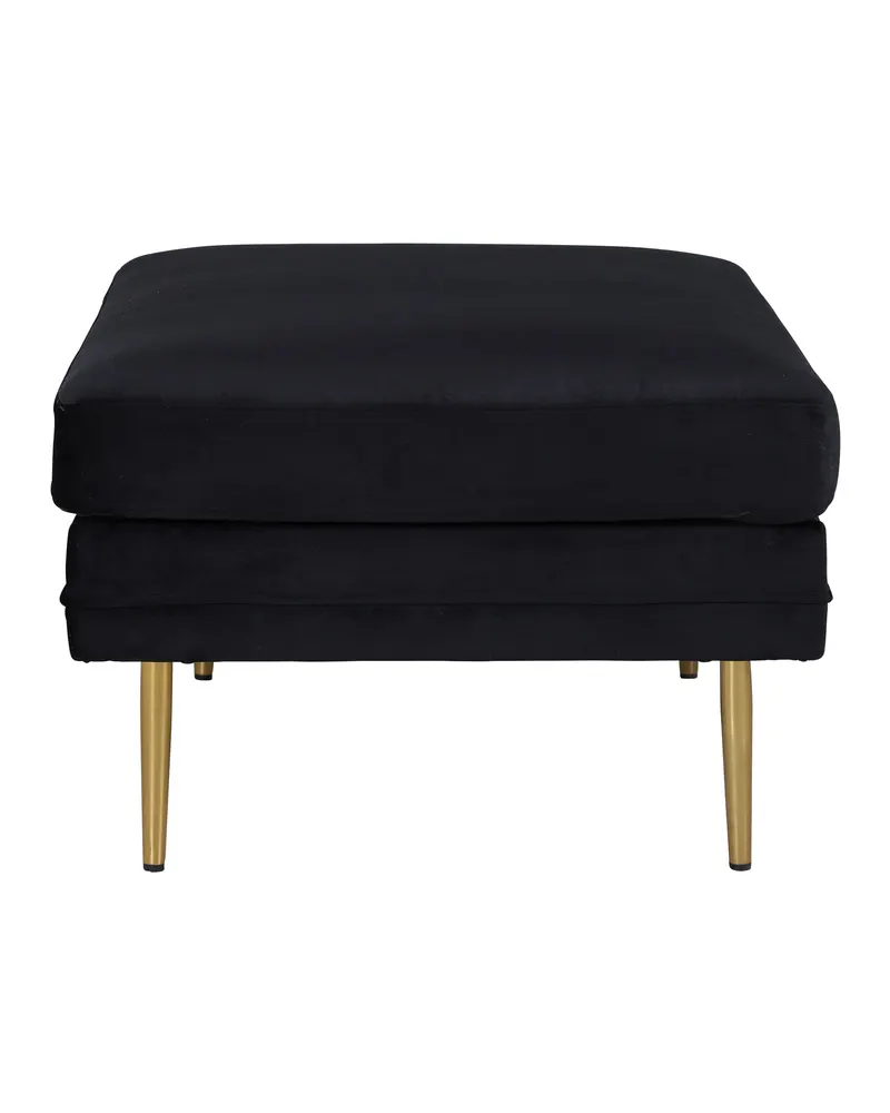 Boom eckiger Fußhocker mit Sitzkissen in Schwarz, Gestell Gold, Polyester-Samt, Ansicht 3