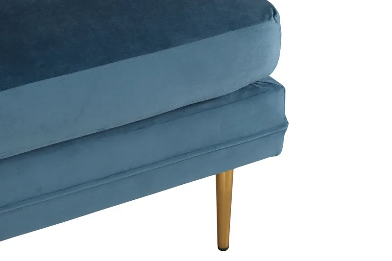 Boom eckiger Fußhocker mit Sitzkissen in Blau, Gestell Gold, Polyester-Samt, Ansicht 4