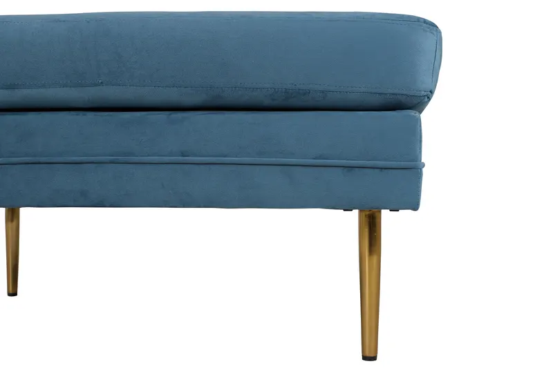 Boom eckiger Fußhocker mit Sitzkissen in Blau, Gestell Gold, Polyester-Samt, Ansicht 5
