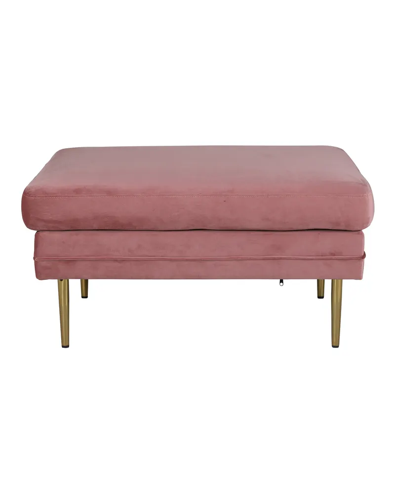 Boom eckiger Fußhocker mit Sitzkissen in Rosa, Gestell Gold, Polyester-Samt, Ansicht 1