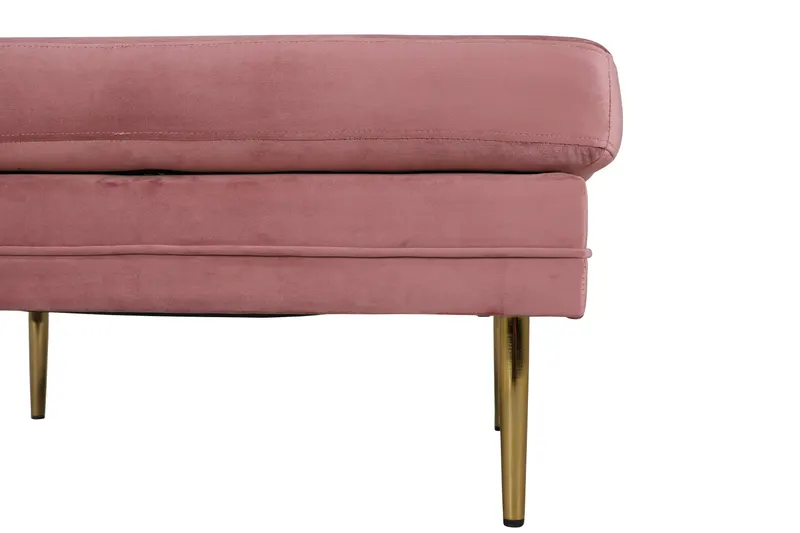 Boom eckiger Fußhocker mit Sitzkissen in Rosa, Gestell Gold, Polyester-Samt, Ansicht 5