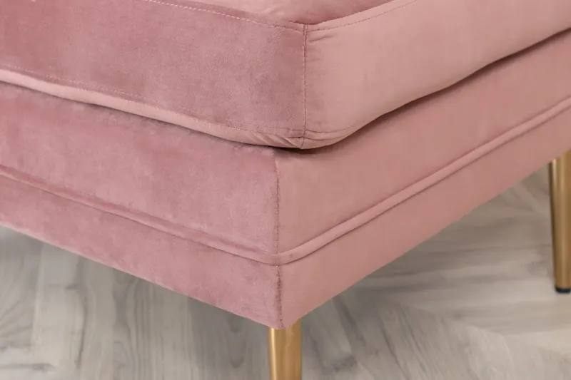Boom eckiger Fußhocker mit Sitzkissen in Rosa, Gestell Gold, Polyester-Samt, im Wohnraum, Ansicht 3