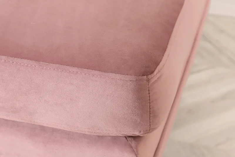 Boom eckiger Fußhocker mit Sitzkissen in Rosa, Gestell Gold, Polyester-Samt, im Wohnraum, Ansicht 5