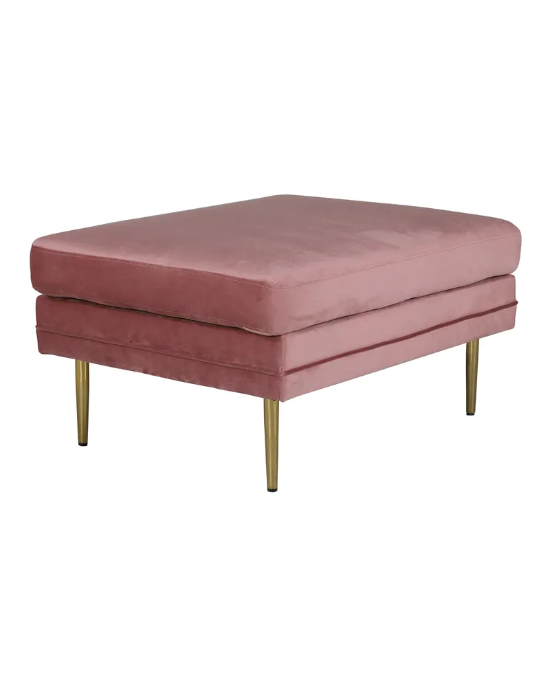 Boom eckiger Fußhocker mit Sitzkissen in Rosa, Gestell Gold, Polyester-Samt, Ansicht 2