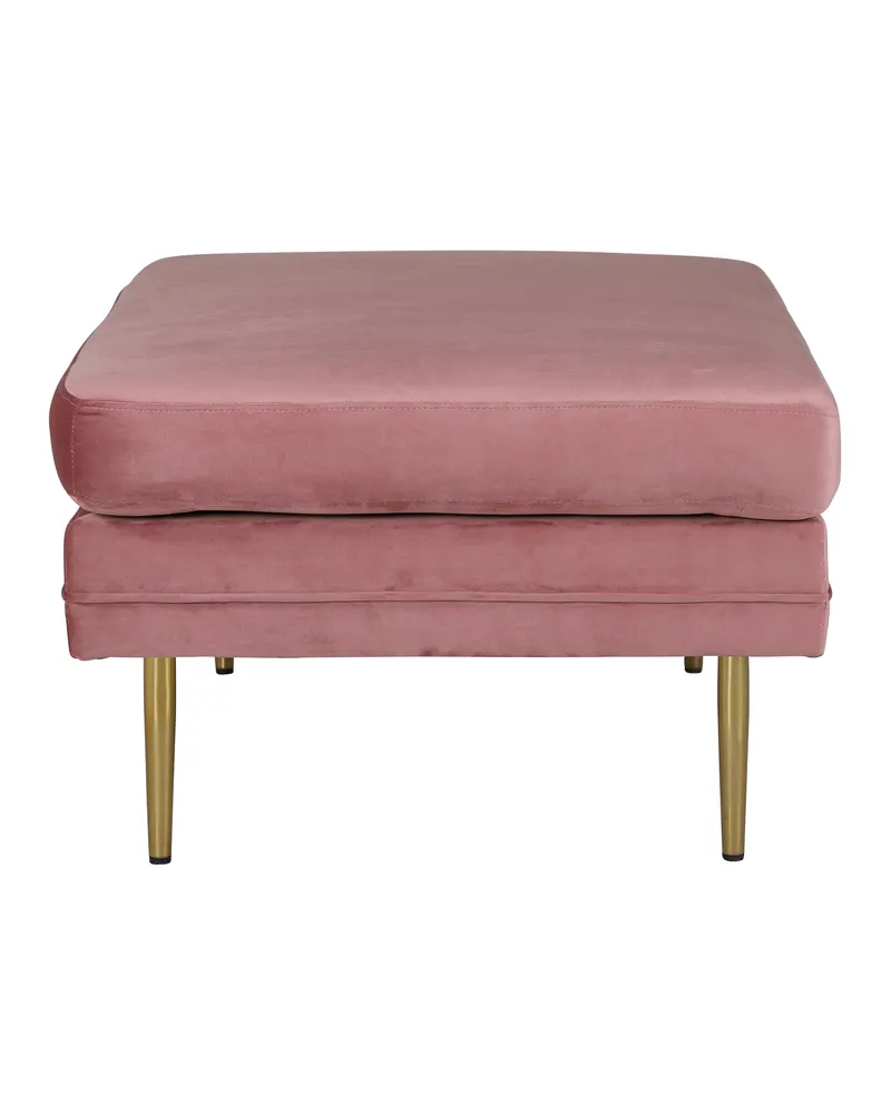 Boom eckiger Fußhocker mit Sitzkissen in Rosa, Gestell Gold, Polyester-Samt, Ansicht 3