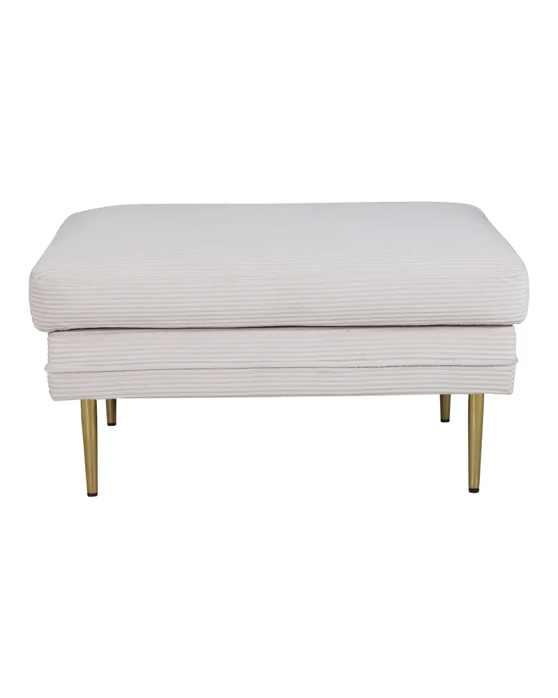 Boom eckiger Fußhocker mit Sitzkissen in Beige, Gestell Gold, Polyester-Cord, Ansicht 1