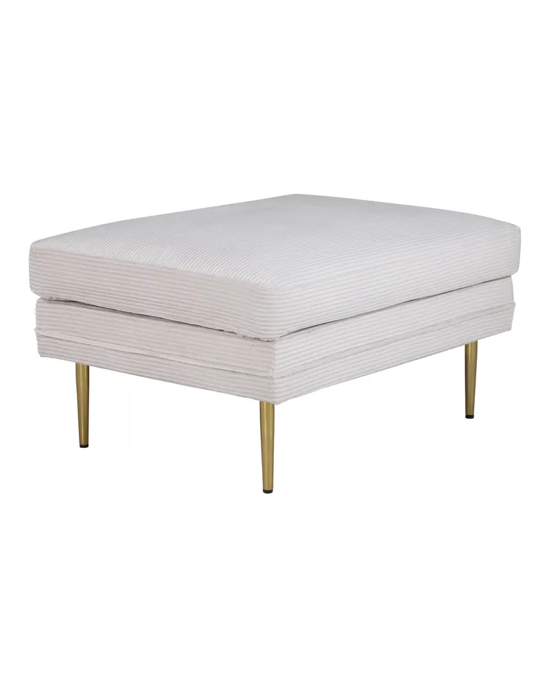 Boom eckiger Fußhocker mit Sitzkissen in Beige, Gestell Gold, Polyester-Cord, Ansicht 2