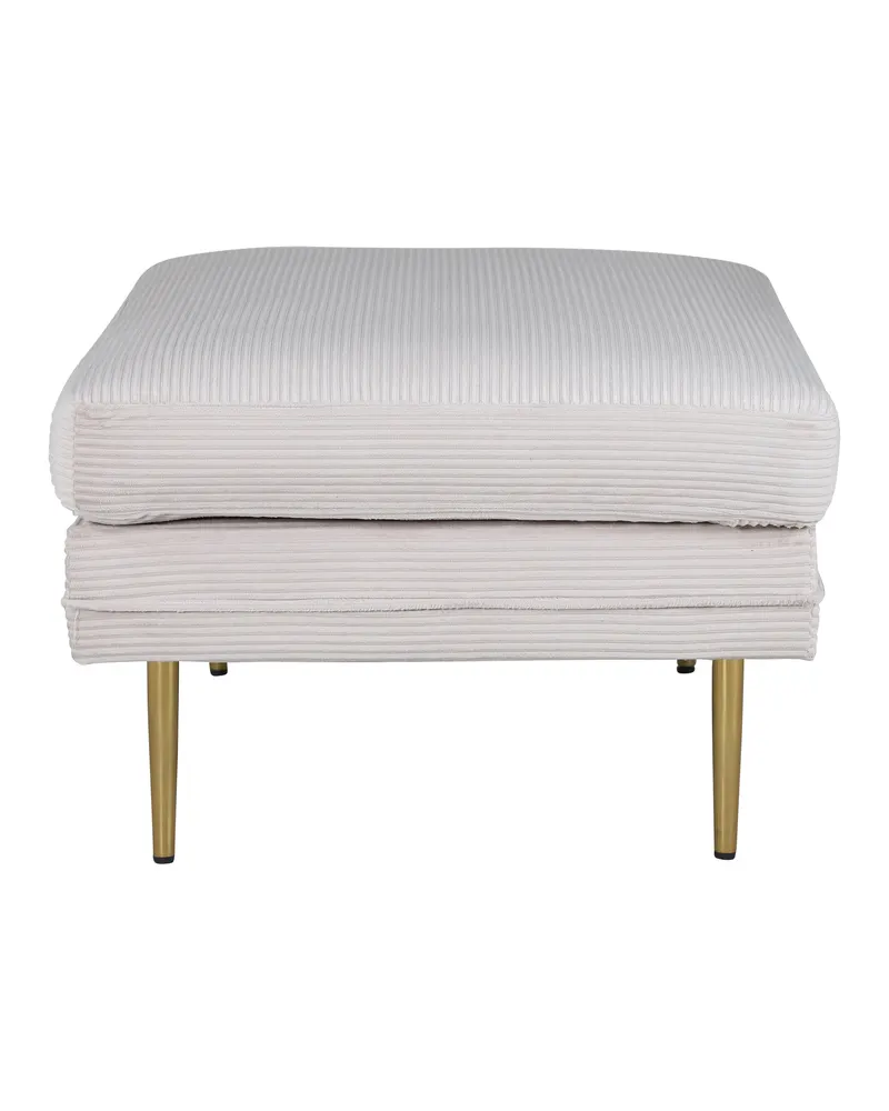 Boom eckiger Fußhocker mit Sitzkissen in Beige, Gestell Gold, Polyester-Cord, Ansicht 3
