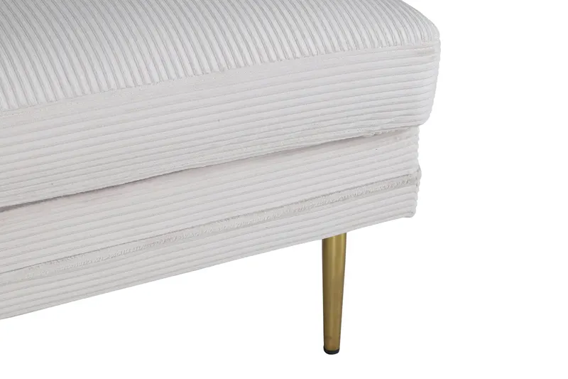 Boom eckiger Fußhocker mit Sitzkissen in Beige, Gestell Gold, Polyester-Cord, Ansicht 4