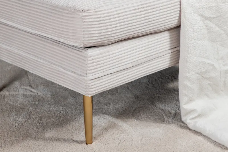 Boom eckiger Fußhocker mit Sitzkissen in Beige, Gestell Gold, Polyester-Cord, im Wohnraum, Ansicht 4