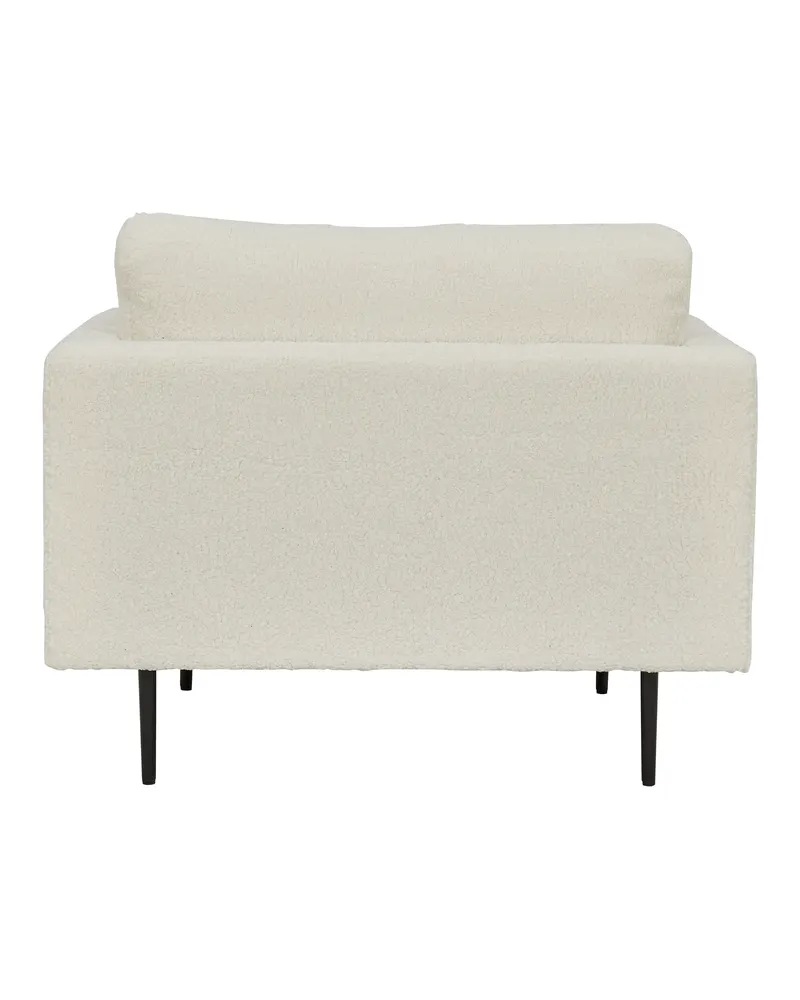 Boom Sessel mit schlanken Stahlbeinen in Weiß, Gestell Schwarz, Polyester-Teddystoff, Ansicht 2