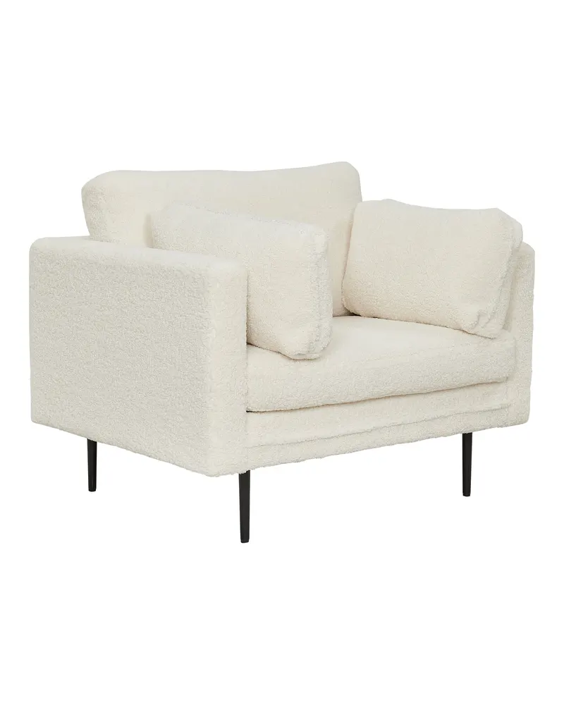 Boom Sessel mit schlanken Stahlbeinen in Weiß, Gestell Schwarz, Polyester-Teddystoff, Ansicht 3