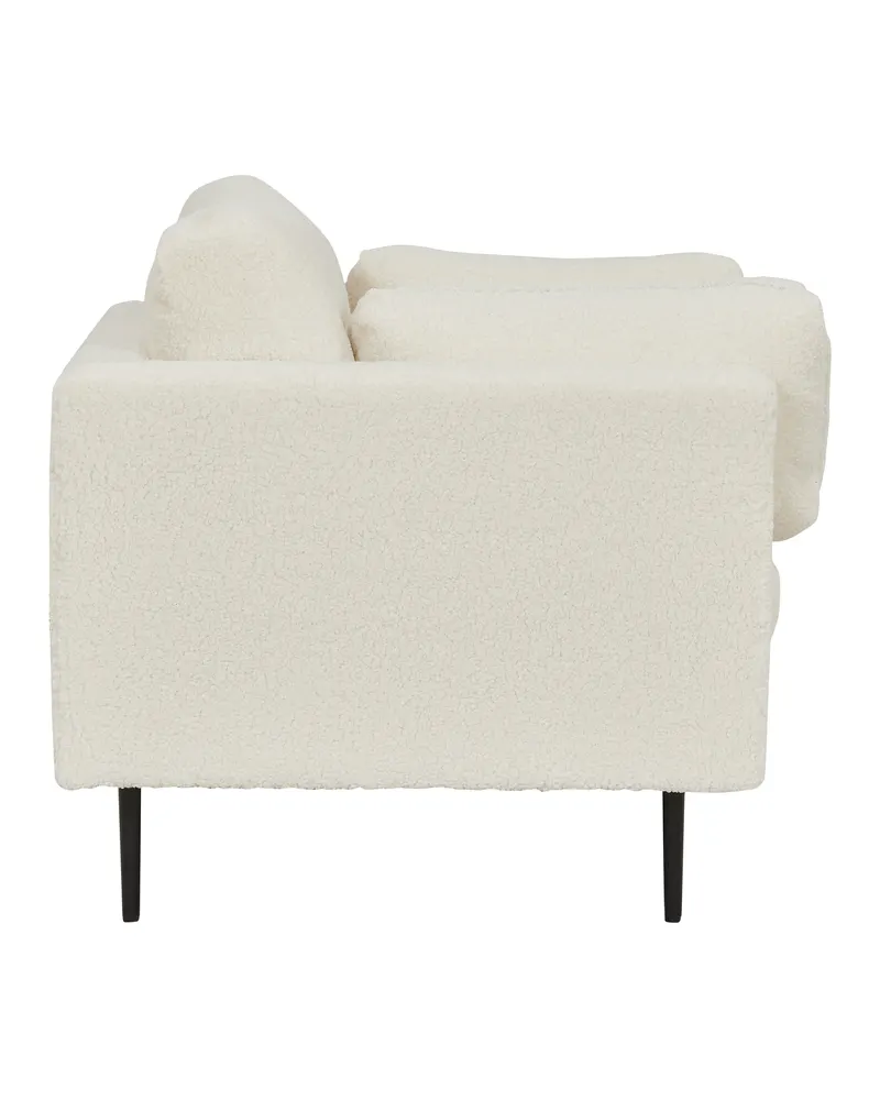 Boom Sessel mit schlanken Stahlbeinen in Weiß, Gestell Schwarz, Polyester-Teddystoff, Ansicht 4