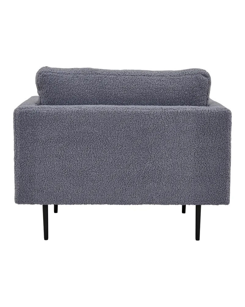 Boom Sessel mit schlanken Stahlbeinen in Dunkelgrau, Gestell Schwarz, Polyester-Teddystoff, Ansicht 2