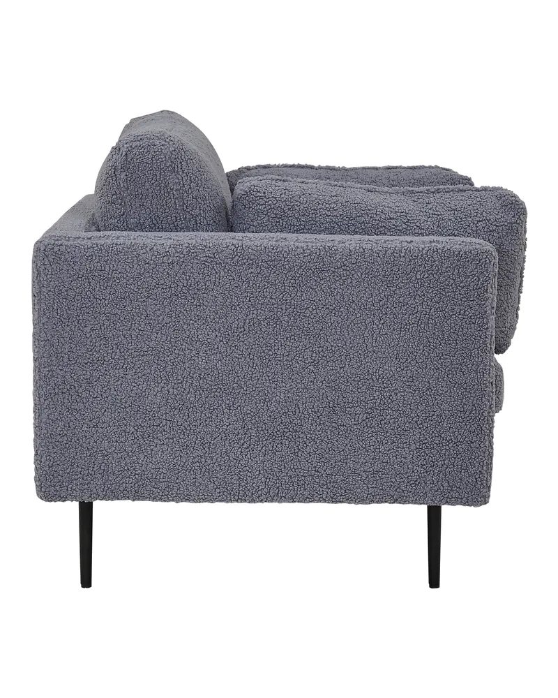 Boom Sessel mit schlanken Stahlbeinen in Dunkelgrau, Gestell Schwarz, Polyester-Teddystoff, Ansicht 4