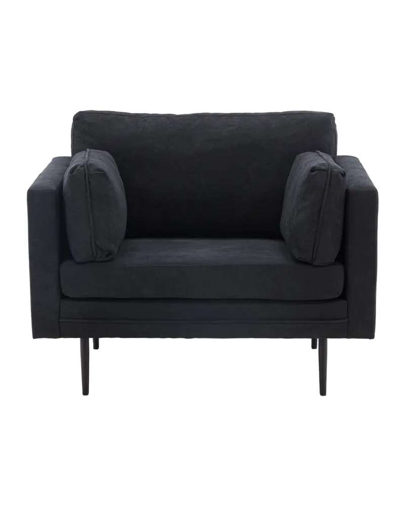Boom Sessel mit schlanken Stahlbeinen in Schwarz, Polyester in Leinenoptik, Ansicht 1