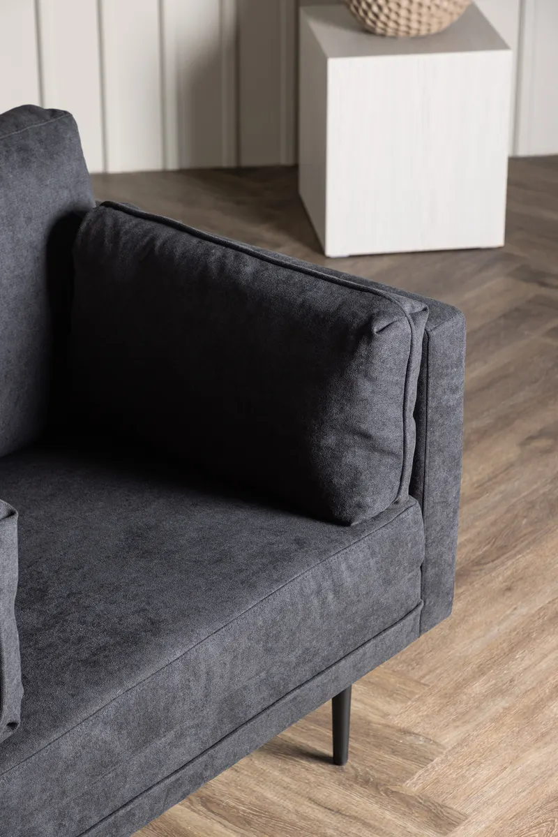 Boom Sessel mit schlanken Stahlbeinen in Schwarz, Polyester in Leinenoptik, im Wohnraum, Ansicht 2