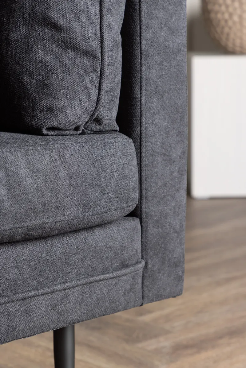 Boom Sessel mit schlanken Stahlbeinen in Schwarz, Polyester in Leinenoptik, im Wohnraum, Ansicht 3