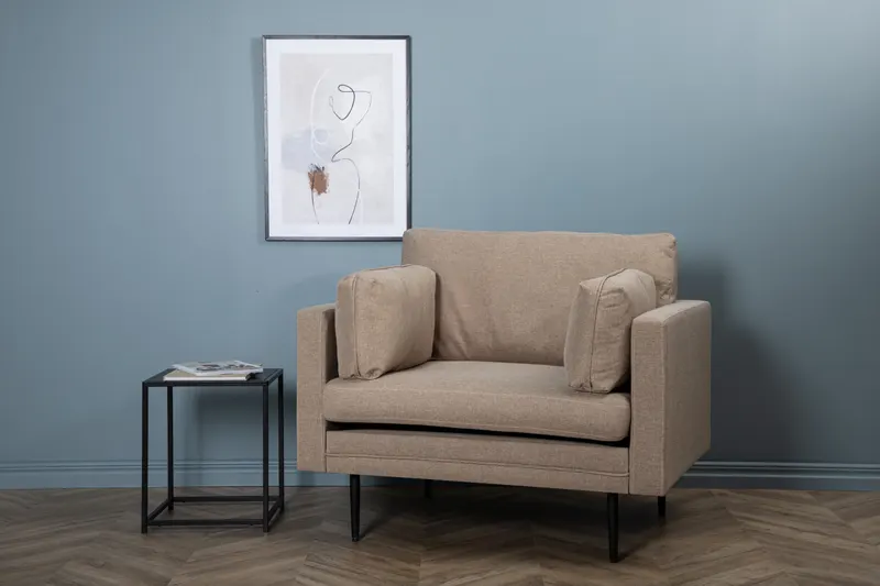 Boom Sessel mit schlanken Stahlbeinen in Braun, Gestell Schwarz, Polyester, im Wohnraum, Ansicht 5