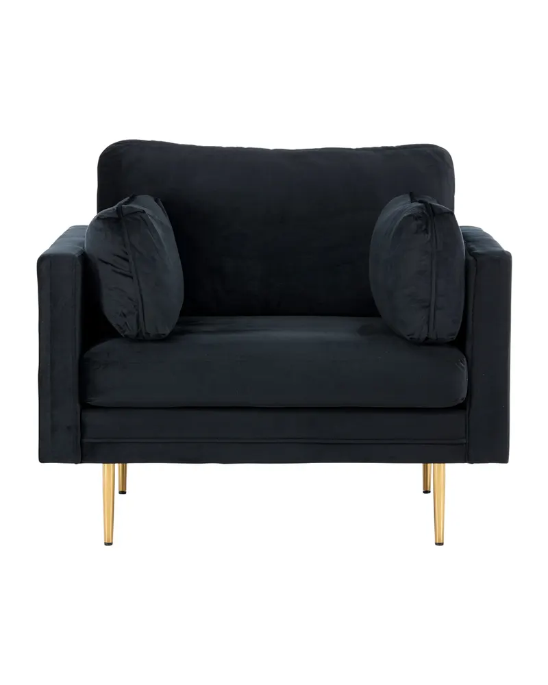 Boom Sessel mit schlanken Stahlbeinen in Schwarz, Gestell Gold, Polyester-Samt, Ansicht 1
