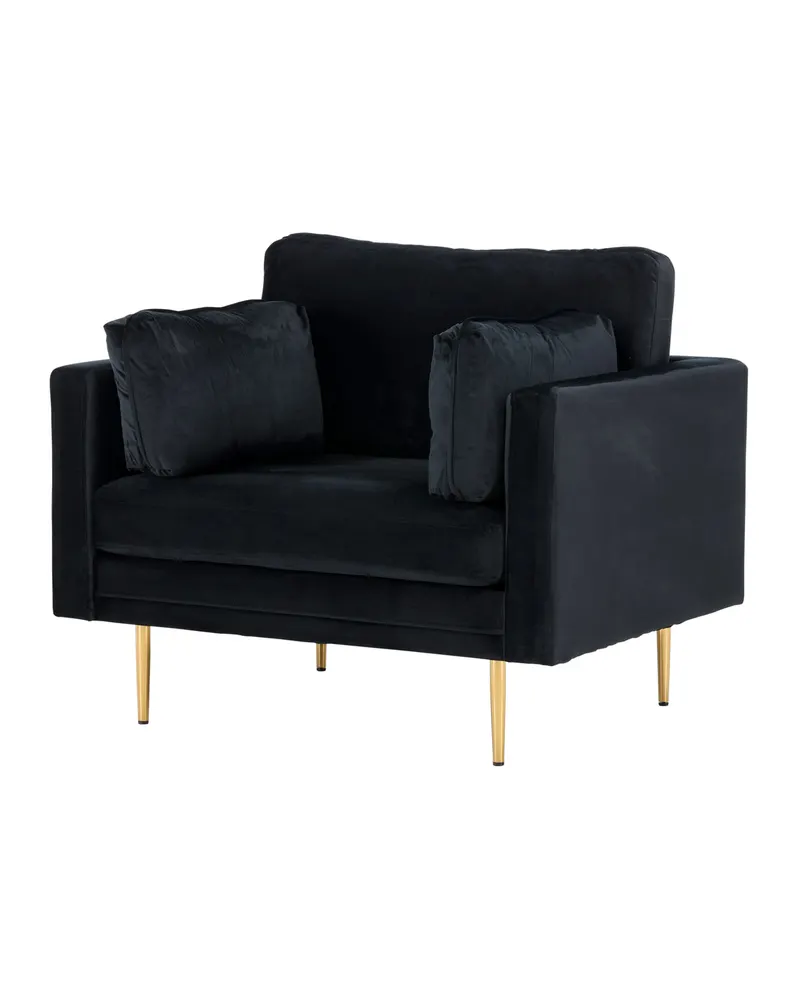 Boom Sessel mit schlanken Stahlbeinen in Schwarz, Gestell Gold, Polyester-Samt, Ansicht 6