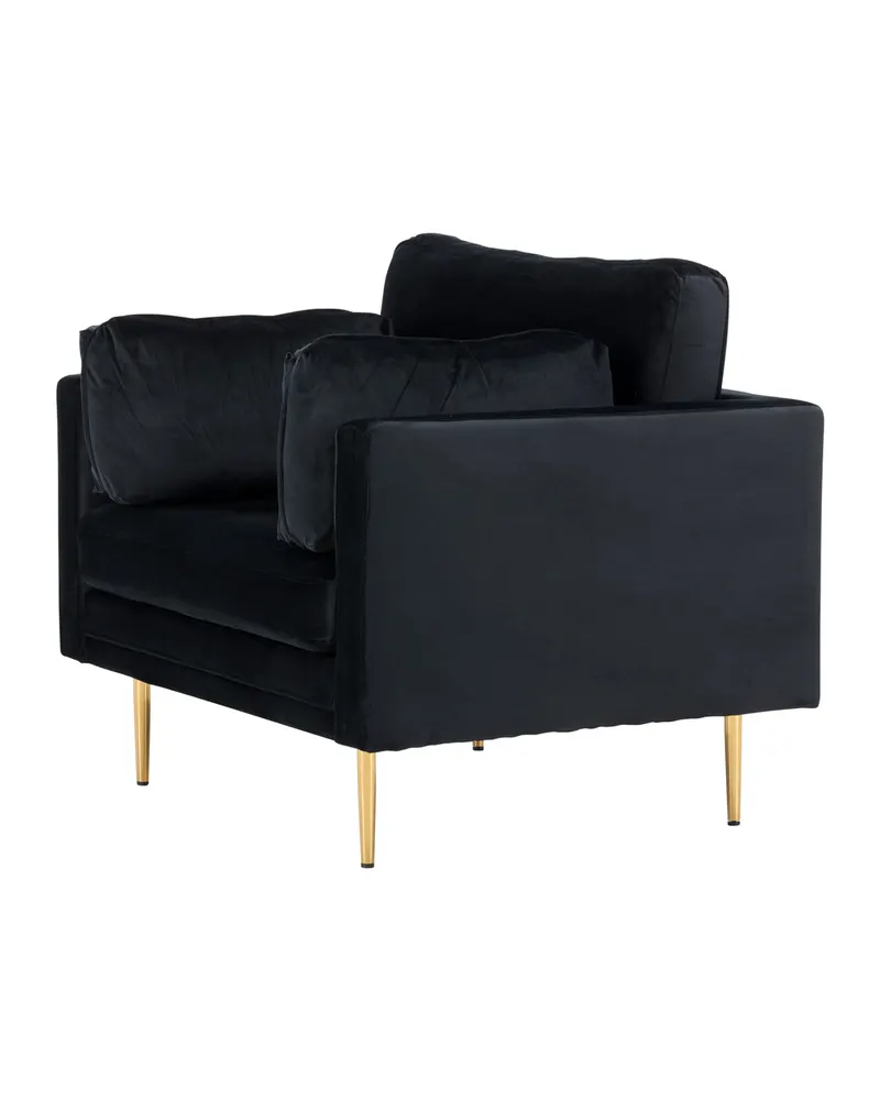 Boom Sessel mit schlanken Stahlbeinen in Schwarz, Gestell Gold, Polyester-Samt, Ansicht 7