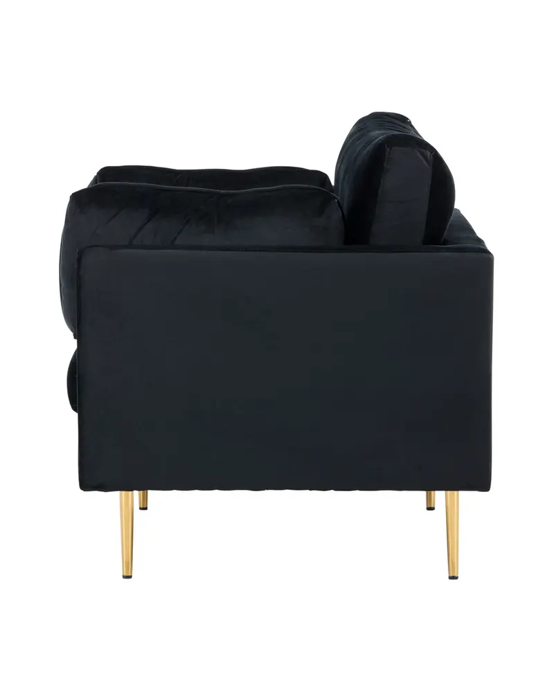 Boom Sessel mit schlanken Stahlbeinen in Schwarz, Gestell Gold, Polyester-Samt, Ansicht 8