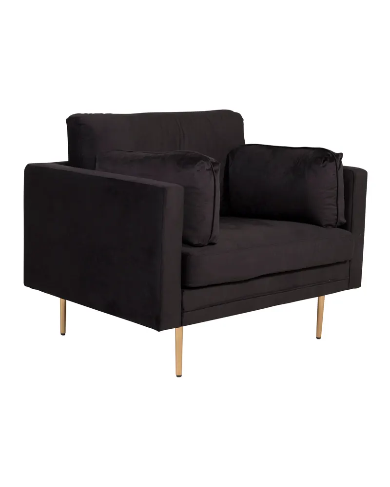 Boom Sessel mit schlanken Stahlbeinen in Schwarz, Gestell Gold, Polyester-Samt, Ansicht 18