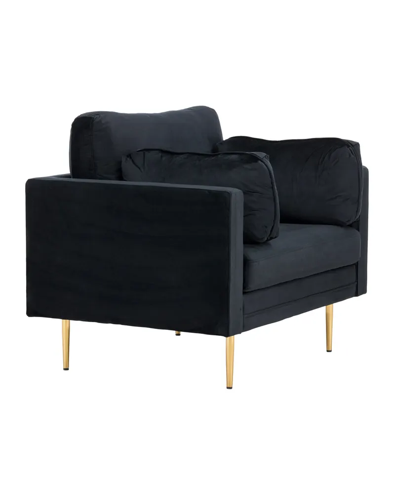 Boom Sessel mit schlanken Stahlbeinen in Schwarz, Gestell Gold, Polyester-Samt, Ansicht 3