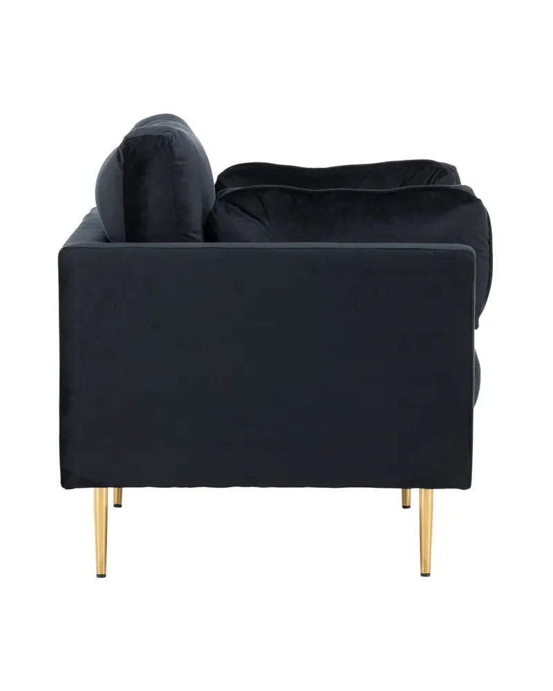 Boom Sessel mit schlanken Stahlbeinen in Schwarz, Gestell Gold, Polyester-Samt, Ansicht 4