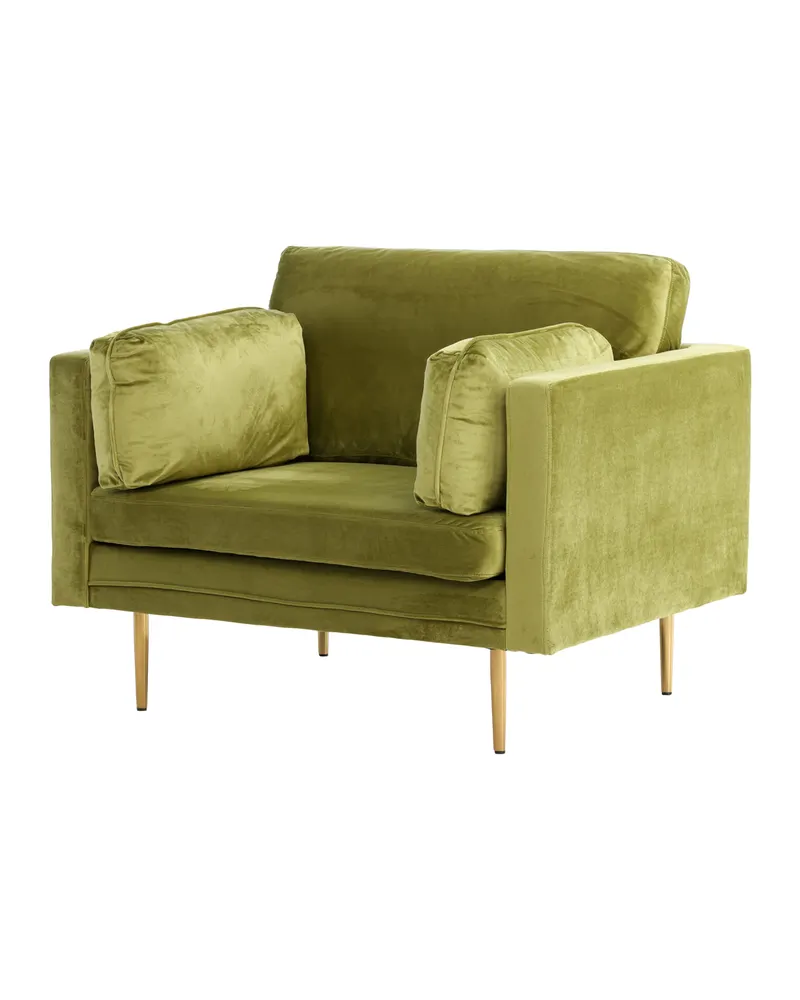 Boom Sessel mit schlanken Stahlbeinen in Grün, Gestell Gold, Polyester-Samt, Ansicht 7