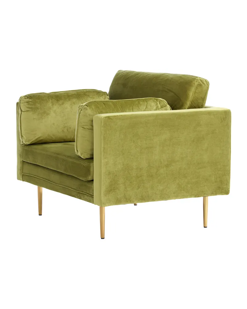 Boom Sessel mit schlanken Stahlbeinen in Grün, Gestell Gold, Polyester-Samt, Ansicht 8