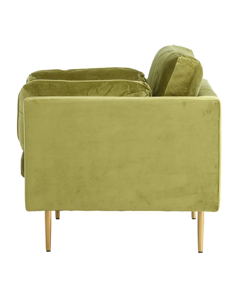Boom Sessel mit schlanken Stahlbeinen in Grün, Gestell Gold, Polyester-Samt, Ansicht 9
