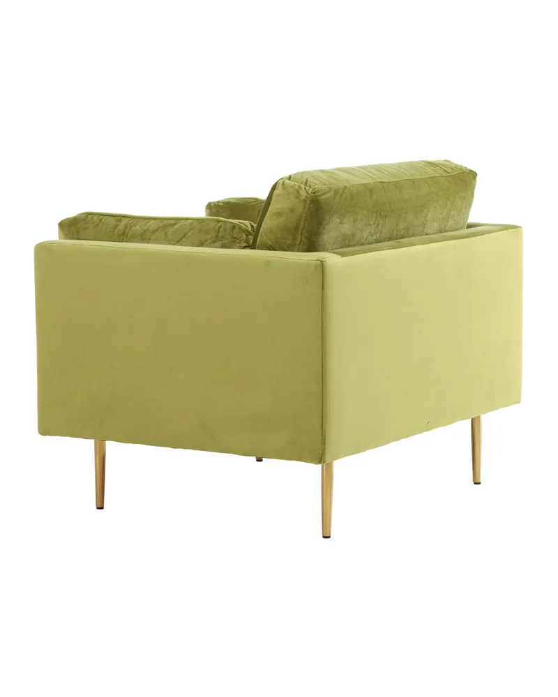 Boom Sessel mit schlanken Stahlbeinen in Grün, Gestell Gold, Polyester-Samt, Ansicht 10