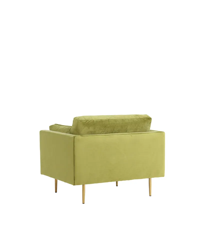 Boom Sessel mit schlanken Stahlbeinen in Grün, Gestell Gold, Polyester-Samt, Ansicht 11