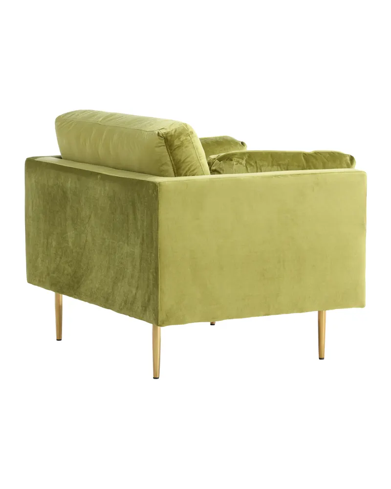 Boom Sessel mit schlanken Stahlbeinen in Grün, Gestell Gold, Polyester-Samt, Ansicht 12